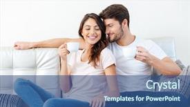  Presentation with theripist couch - Cool new presentation theme with portrait of a happy smilling backdrop and a ocean colored foreground