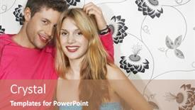  Presentation with floral - Cool new slides with portrait-of-a-happy-young backdrop and a coral colored foreground