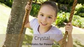  Presentation with swing - Amazing presentation having portrait of a happy young girl sitting on swing at the park backdrop and a coral colored foreground