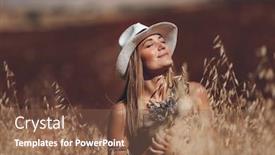  Presentation with lavender flowers border - Presentation design with portrait-of-a-happy-young background and a tawny brown colored foreground