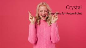  Presentation with good luck - PPT layouts with portrait-of-a-happy-young background and a red colored foreground