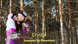  Presentation with rest - Cool new PPT theme with portrait of a happy young couple having a rest in winter park backdrop and a tawny brown colored foreground