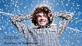  Presentation with curly hair - PPT theme consisting of portrait-of-a-happy-young background and a teal colored foreground