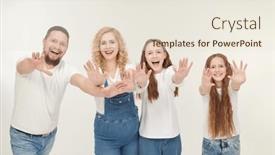  Presentation with friendly - PPT layouts enhanced with portrait-of-a-happy background and a lemonade colored foreground