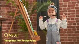  Presentation with children hands - Theme enhanced with portrait-of-a-happy background and a tawny brown colored foreground