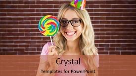  Presentation with red brick wall - PPT theme featuring a party hat holding background and a red colored foreground