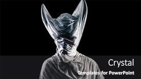  Presentation with demon - Presentation design featuring portrait-of-a-horned-demon background and a dark gray colored foreground