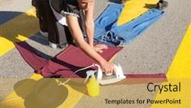  Presentation with road - PPT theme having portrait of a housewife who background and a yellow colored foreground