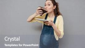  Presentation with pregnant - Slides featuring portrait of a hungry happy background and a gray colored foreground