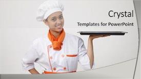  Presentation with indian woman - Presentation design having portrait of a indian woman background and a light gray colored foreground