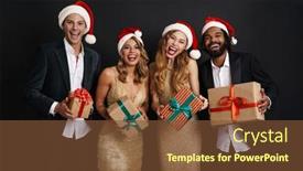  Presentation with new years eve - Theme with portrait-of-a-joyful-young background and a tawny brown colored foreground