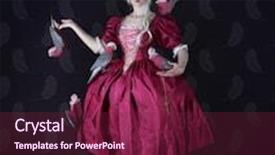  Presentation with parrots - Cool new slide deck with portrait of a lady with parrots backdrop and a violet colored foreground