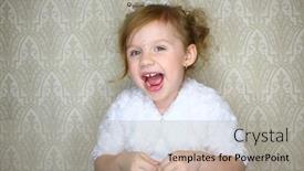  Presentation with crown - Beautiful slide set featuring portrait-of-a-laughing backdrop and a light gray colored foreground