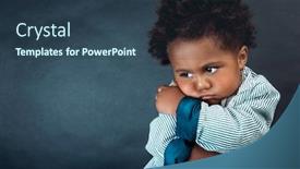  Presentation with african american baby - PPT theme with portrait-of-a-little-cute background and a tawny brown colored foreground