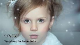  Presentation with crown - Presentation design consisting of portrait of a little girl background and a light blue colored foreground
