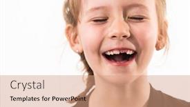  Presentation with healthy - PPT theme having portrait-of-a-little-girl background and a coral colored foreground