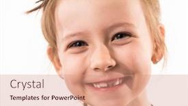  Presentation with healthy - Presentation design featuring portrait-of-a-little-girl background and a coral colored foreground