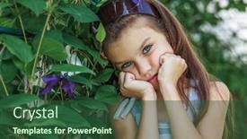  Presentation with summer school - Presentation theme having portrait-of-a-little-girl background and a ocean colored foreground