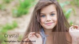  Presentation with summer school - Slide set having portrait-of-a-little-girl background and a coral colored foreground