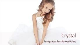  Presentation with princess - Audience pleasing slides consisting of portrait of a little princess girl wearing wedding dress isolated on white background backdrop and a lemonade colored foreground