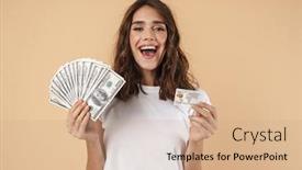  Presentation with credit card - Beautiful presentation featuring portrait-of-a-lovely-cheerful backdrop and a coral colored foreground