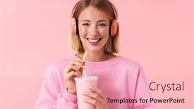  Presentation with music headphones - Theme having portrait-of-a-lovely-cheerful background and a lemonade colored foreground