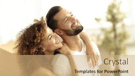  Presentation with married couple - Colorful slides enhanced with portrait of a loving married couple in a new apartment backdrop and a coral colored foreground