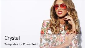  Presentation with luxury - Amazing slide set having portrait of a luxury blond backdrop and a sky blue colored foreground