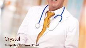  Presentation with tab - PPT theme featuring health care monitoring - portrait of a male doctor background and a lemonade colored foreground