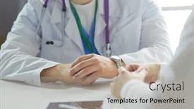  Presentation with medical desk - Presentation theme having portrait-of-a-male-doctor background and a mint green colored foreground