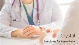  Presentation with medical desk - Theme featuring portrait-of-a-male-doctor background and a lemonade colored foreground