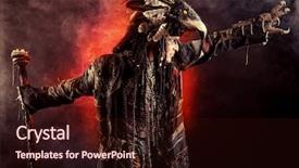  Presentation with shaman - Amazing PPT theme having portrait of a male shaman backdrop and a wine colored foreground