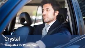  Presentation with safety driving - Slides consisting of portrait of a man driving background and a ocean colored foreground