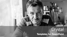  Presentation with rural home - Slide deck enhanced with portrait-of-a-man-farmer background and a dark gray colored foreground