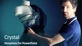  Presentation with fashion - Presentation design having a man fashion designer background and a ocean colored foreground