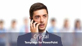  Presentation with people talking - PPT layouts enhanced with portrait-of-a-man-talking background and a ocean colored foreground