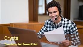  Presentation with working - Presentation theme with portrait-of-a-man-working background and a tawny brown colored foreground