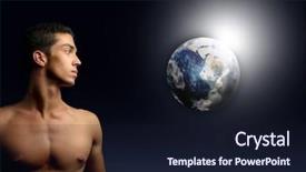  Presentation with space universe - Slides featuring portrait of a man background and a wine colored foreground