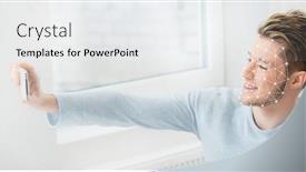  Presentation with face recognition security - Presentation design enhanced with face id security facial recognition background and a white colored foreground