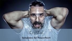  Presentation with beard - Presentation featuring portrait-of-a-man background and a light blue colored foreground