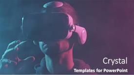  Presentation with simulation - Presentation theme having portrait-of-a-man background and a tawny brown colored foreground