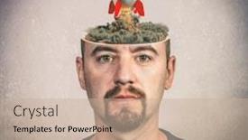  Presentation with rocket - Slide deck featuring portrait-of-a-man background and a soft green colored foreground