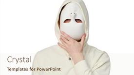  Presentation with face mask - PPT theme consisting of portrait-of-a-man background and a sky blue colored foreground