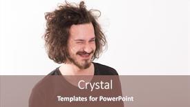  Presentation with whistle - Colorful slide deck enhanced with portrait of a man in party hat blowing in whistle isolated on a white background backdrop and a violet colored foreground