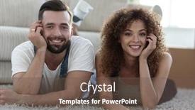  Presentation with married couple - PPT layouts featuring portrait of a married couple lying on the floor after moving background and a tawny brown colored foreground