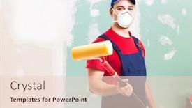  Presentation with home renovation - Colorful PPT theme enhanced with portrait-of-a-masked-painter backdrop and a lemonade colored foreground