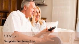  Presentation with television watching - Slide deck featuring portrait-of-a-mature-couple background and a  colored foreground