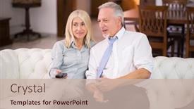  Presentation with show - Presentation theme enhanced with portrait-of-a-mature-couple background and a soft green colored foreground