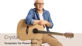  Presentation with acoustic - Presentation design enhanced with portrait-of-a-mature-man background and a coral colored foreground