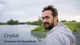  Presentation with old age - Presentation theme consisting of portrait of a mature man background and a  colored foreground